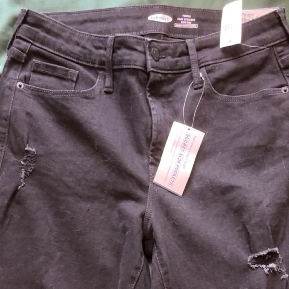 Old Navy Black Distressed Skinny Jeans